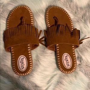 Faux suede gladiator slip on sandals